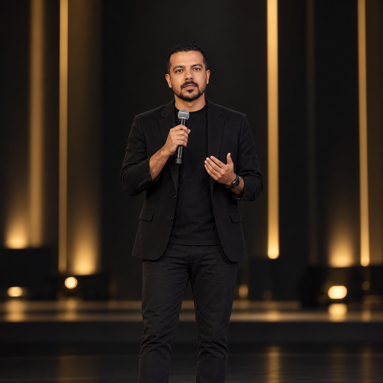مشهد تصوّري مولّد لمحمد أوكا على المسرح